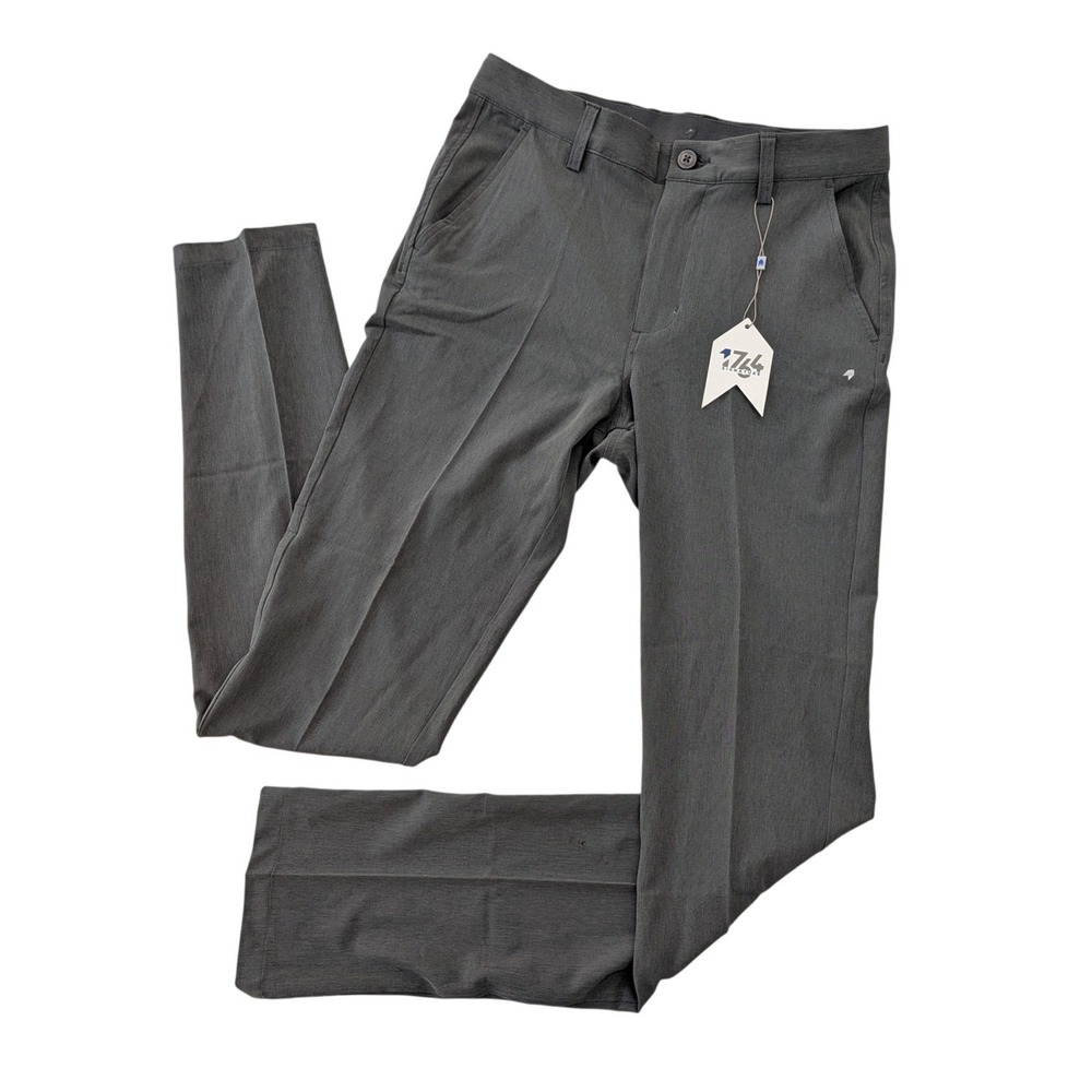 1764 Signature Wilkes Men 30x34 Charcoal Performance Dress Pants Flat Front NWT
